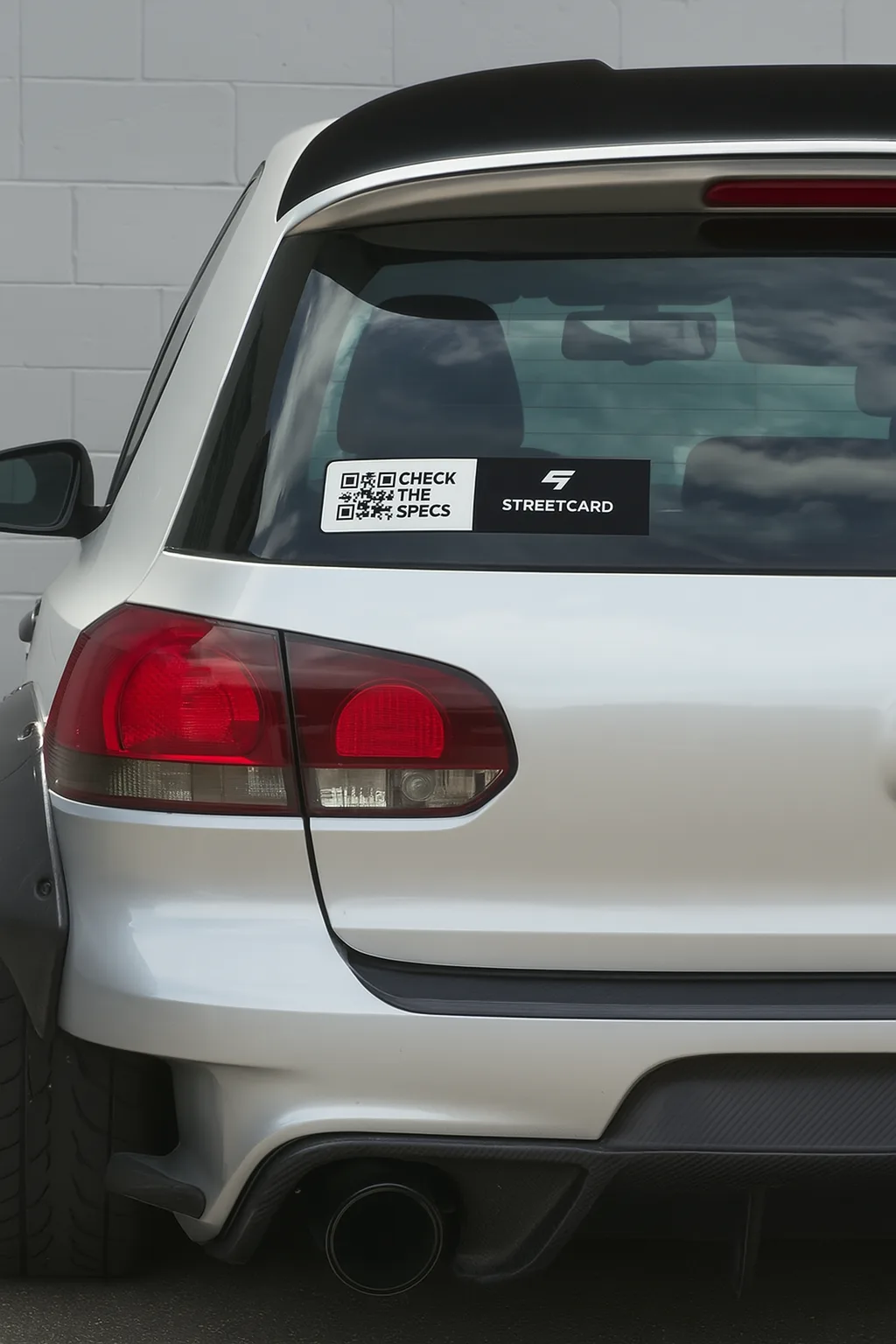 A tuned car showcasing the Garage Streetcard QR sticker